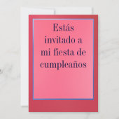 Invitación - Fiesta de Cumpleanoss - Rosada y Roja 招待状 (正面)