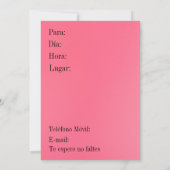 Invitación - Fiesta de Cumpleanoss - Rosada y Roja 招待状 (裏面)