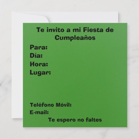 Invitación - Fiesta de Cumpleanoss - ¡ Viva México 招待状 (裏面)