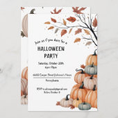 Invitación Fiesta Halloween Con Calabazas Otoñal 招待状 (正面/裏面)