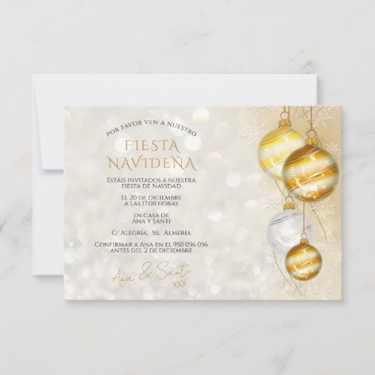 invitación fiesta navideña decorativa elegante 招待状 (正面)