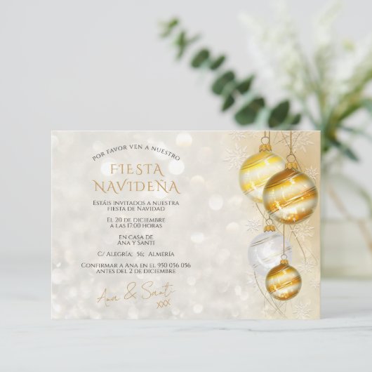 invitación fiesta navideña decorativa elegante 招待状 (スタンド正面)