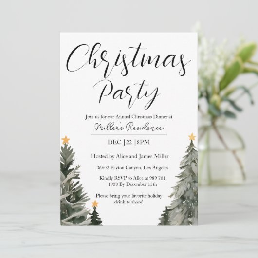 Invitación Fiesta Navideña Minimalista Moderna  招待状 (スタンド正面)