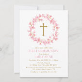 Invitación First Communion Cherry Blossom floral I 招待状 (正面)