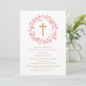 Invitación First Communion Cherry Blossom floral I 招待状 (スタンド正面)