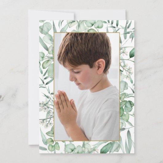 Invitación First Communion Eucalyptus leaves 招待状 (裏面)