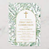 Invitación First Communion Eucalyptus leaves 招待状 (正面/裏面)