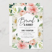 Invitación Floral modern brunch and bubbly invitat 招待状 (正面/裏面)