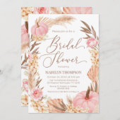 Invitación Floral Pink Pampas Grass Pumpkin Bridal 招待状 (正面/裏面)