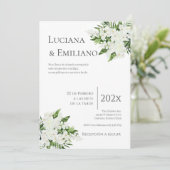 Invitación Floral White Wedding Invitation 招待状 (スタンド正面)