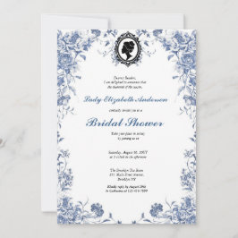 Invitación Florals azul presupuesto blue and white 招待状