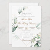 Invitación Greenery Spanish Wedding Invitation 招待状 (正面/裏面)