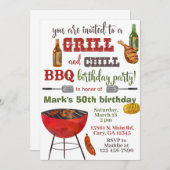 Invitación Grill & Chill BBQ birthday invitation. 招待状 (正面/裏面)