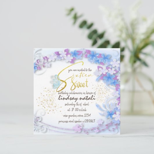 Invitación Invitation de cumpleaños dieciséis per 招待状 (スタンド正面)