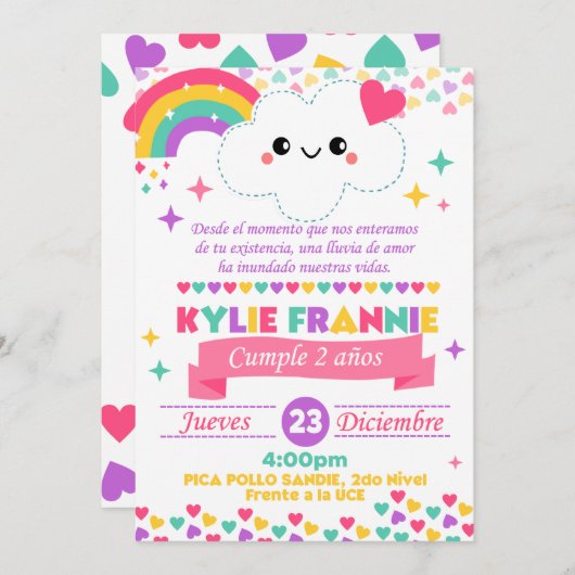 Invitación lluvia de amor  招待状 (正面/裏面)