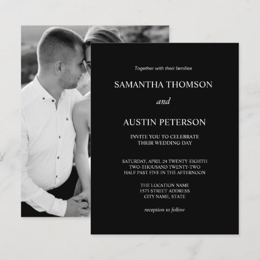 Invitación minimalist elegant wedding of the 招待状 (正面/裏面)