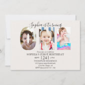 Invitación Minimalist "ONE" First Birthday Photo G 招待状 (正面)