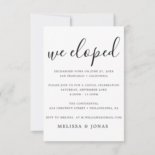 Invitación Minimalista moderna emitida 招待状 (裏面)