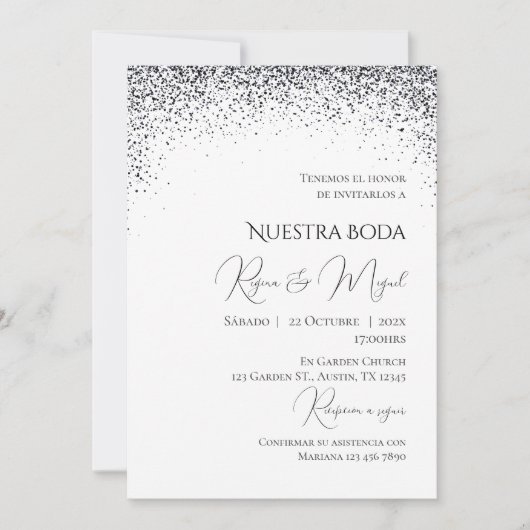 Invitación Minimalistic Spanish Wedding Invitation 招待状 (正面)