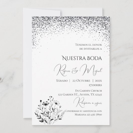 Invitación Minimalistic Spanish Wedding Invitation 招待状 (正面)