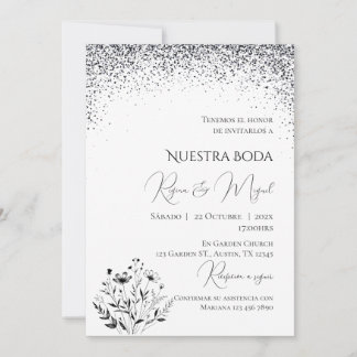 Invitación Minimalistic Spanish Wedding Invitation 招待状