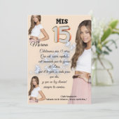 Invitación mis 15 rosa con foto 招待状 (スタンド正面)