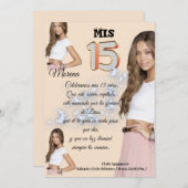 Invitación mis 15 rosa con foto 招待状 (正面/裏面)
