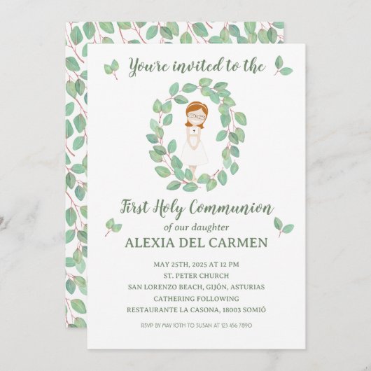 Invitación modelo Alexia Primera Comunión 招待状 (正面/裏面)