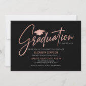 Invitación Modern black and rose gold Graduation I 招待状 (正面)