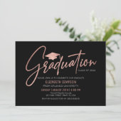 Invitación Modern black and rose gold Graduation I 招待状 (スタンド正面)