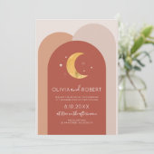 Invitación Modern Boho Moon Wedding Invitation 招待状 (スタンド正面)