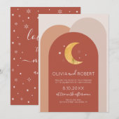 Invitación Modern Boho Moon Wedding Invitation 招待状 (正面/裏面)