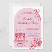 Invitación Modern girly doodle Birthday Invitation 招待状 (正面)