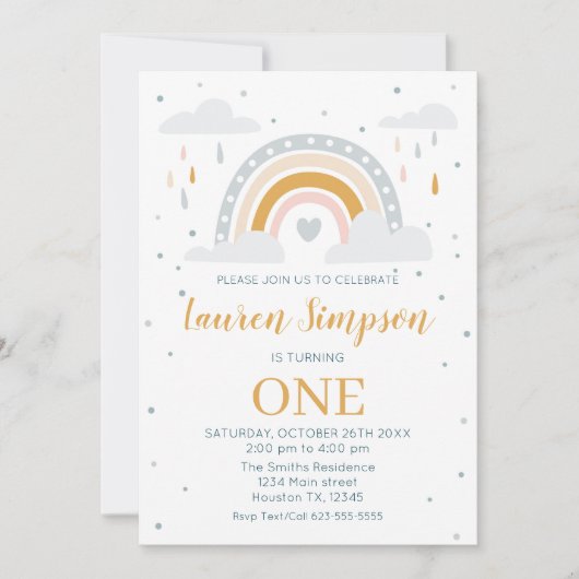 Invitación Modern Rainbow Invitation Birthday 招待状 (正面)
