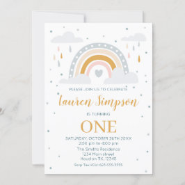 Invitación Modern Rainbow Invitation Birthday 招待状