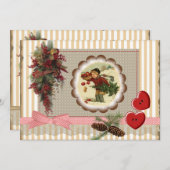 Invitación Navidad estilo scrapbooking vintag 招待状 (正面/裏面)