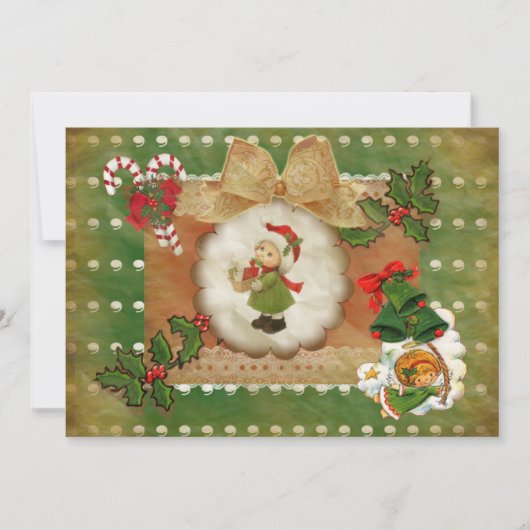 Invitación Navidad  estilo scrapbooking vintag 招待状 (正面)