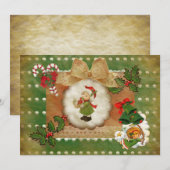 Invitación Navidad  estilo scrapbooking vintag 招待状 (正面/裏面)