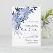 Invitación Navy Blue Spanish Wedding Invitation 招待状 (スタンド正面)