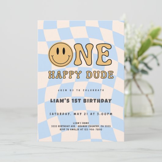 INVITACIÓN ONE HAPPY DUDE BIRTHDAY 招待状 (スタンド正面)