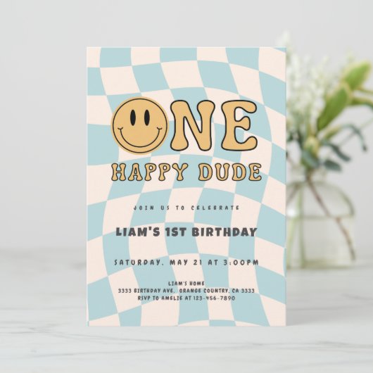 INVITACIÓN ONE HAPPY DUDE BIRTHDAY 招待状 (スタンド正面)