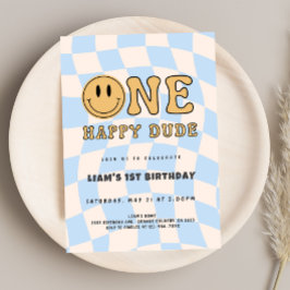 INVITACIÓN ONE HAPPY DUDE BIRTHDAY 招待状
