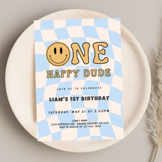 INVITACIÓN ONE HAPPY DUDE BIRTHDAY 招待状