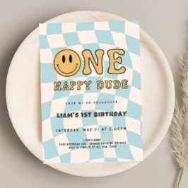 INVITACIÓN ONE HAPPY DUDE BIRTHDAY 招待状