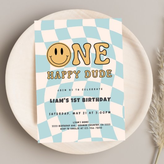 INVITACIÓN ONE HAPPY DUDE BIRTHDAY 招待状