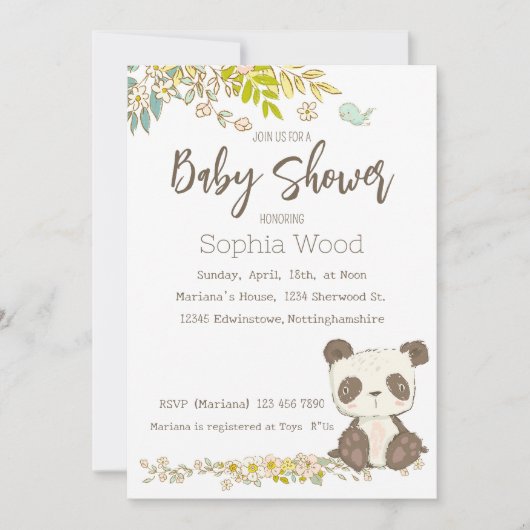 Invitación Panda Invitation 招待状 (正面)
