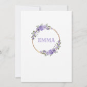 invitacion para Baby Shower con Flores purpura 招待状 (裏面)