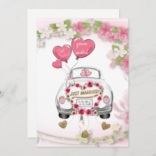 Invitación para boda con coche de novios 招待状 (正面/裏面)