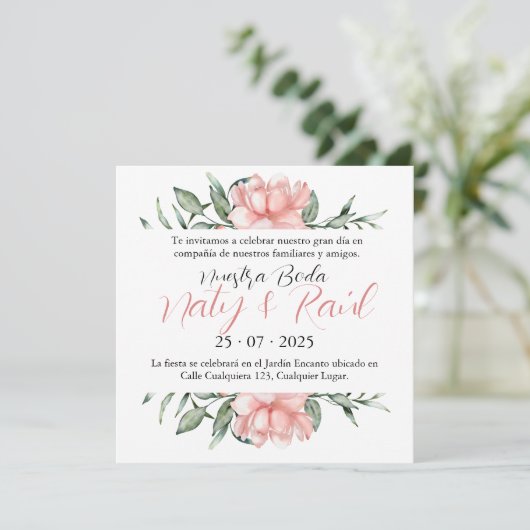 Invitación para Bodas Rosa Pastel 招待状 (スタンド正面)
