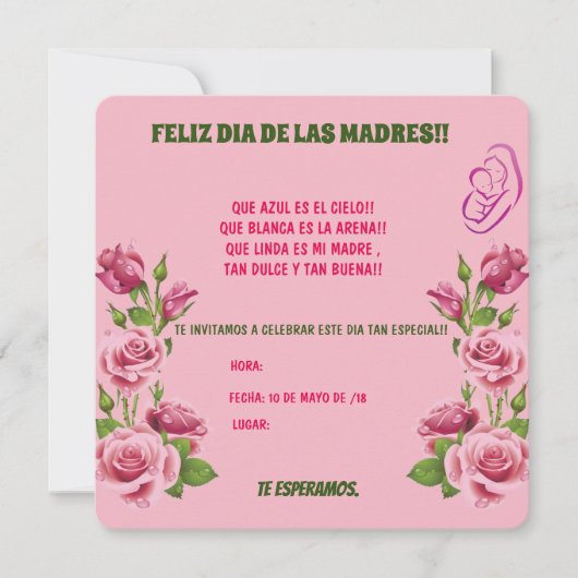 INVITACION PARA EL DIA DE LAS MADRES. 招待状 (正面)